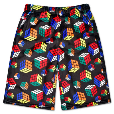 Rubik’s Cube plush board shorts for kids at summer camp
Bunk life board shorts sleepaway camp essentials
Kids wearing Rubik’s Cube board shorts at camp
Summer camp gear plush board shorts for kids