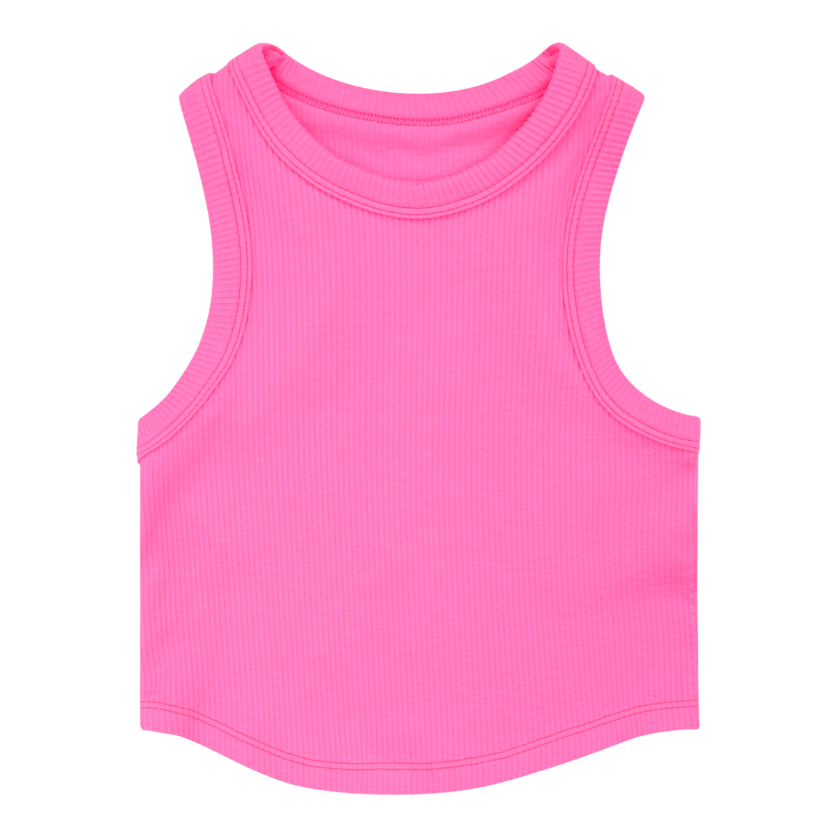 Bright Pink Ribbed Racerback Crop Tank