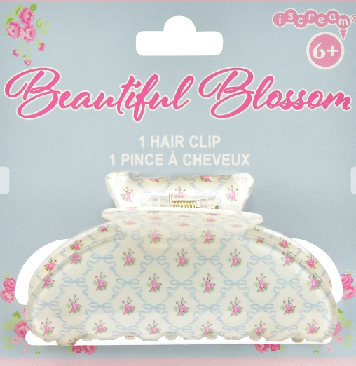 Beautiful Blossom Blue Hair Clip for kids at summer camp, sleepaway camp accessory