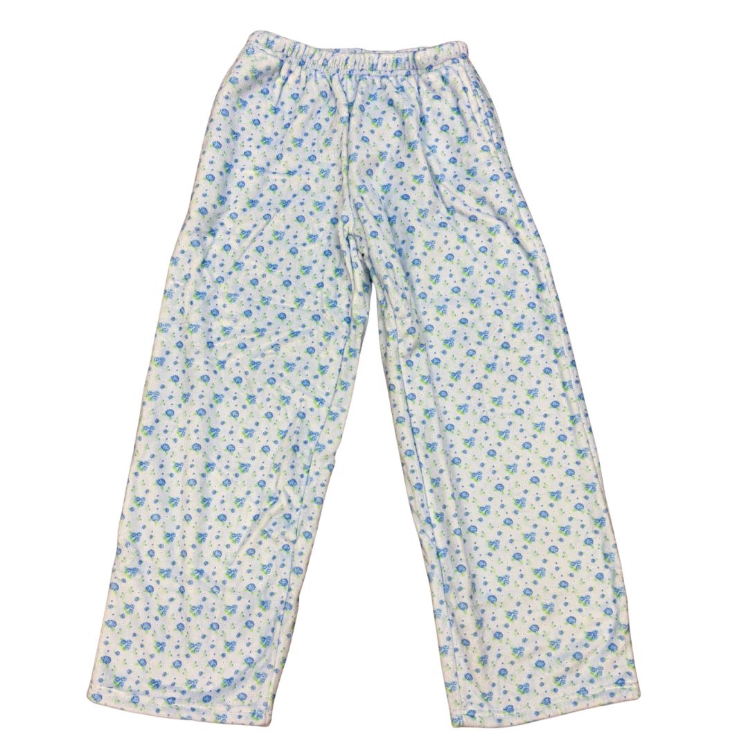 Blue Ditsy Plush Pants