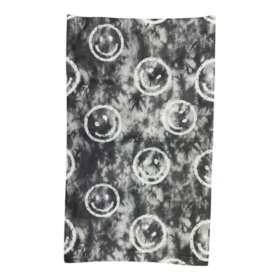 Mesh sock bag in gray tie-dye with white smiley faces
