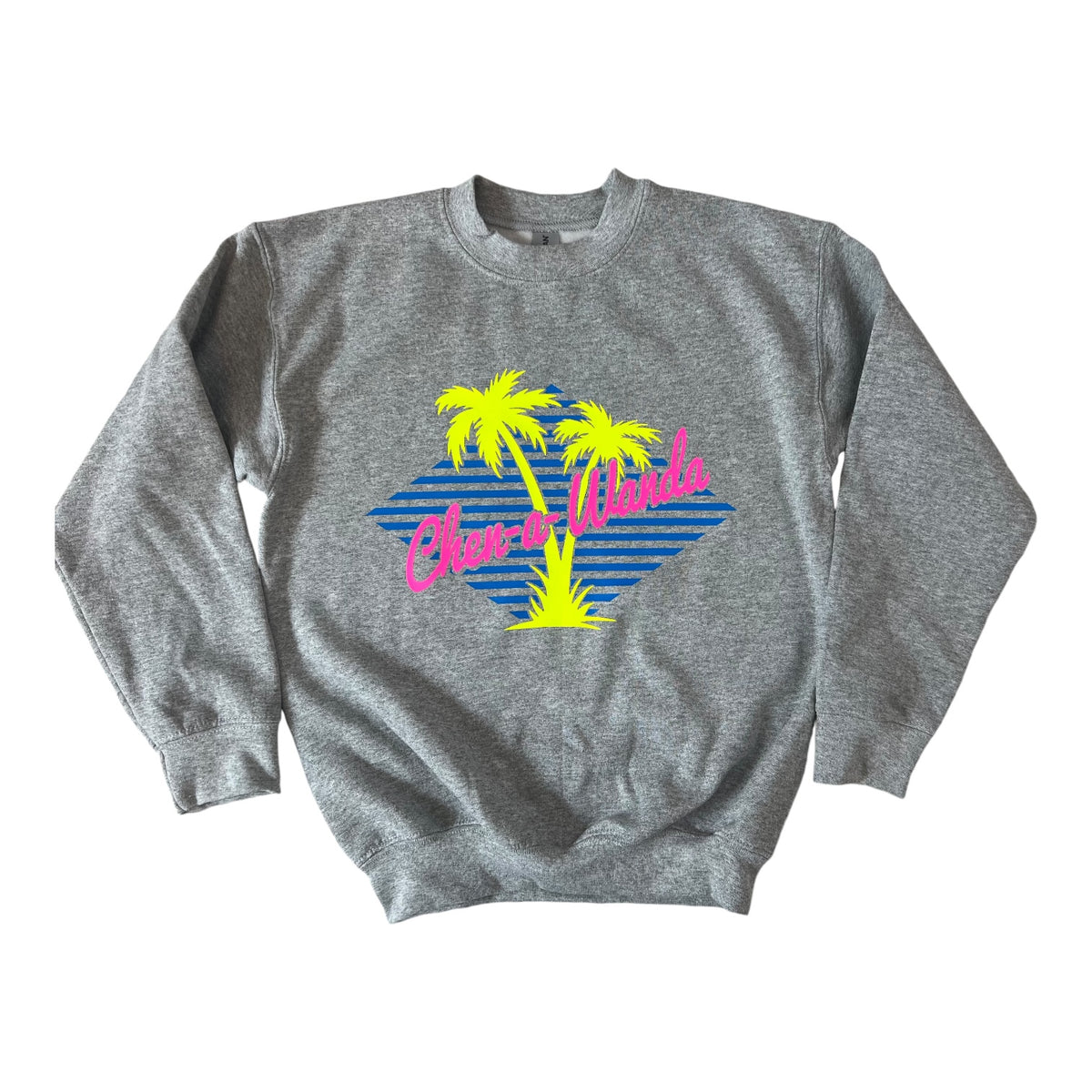 Striped Neon Palm Trees Crewneck Hoodie - Bee Bee Designs