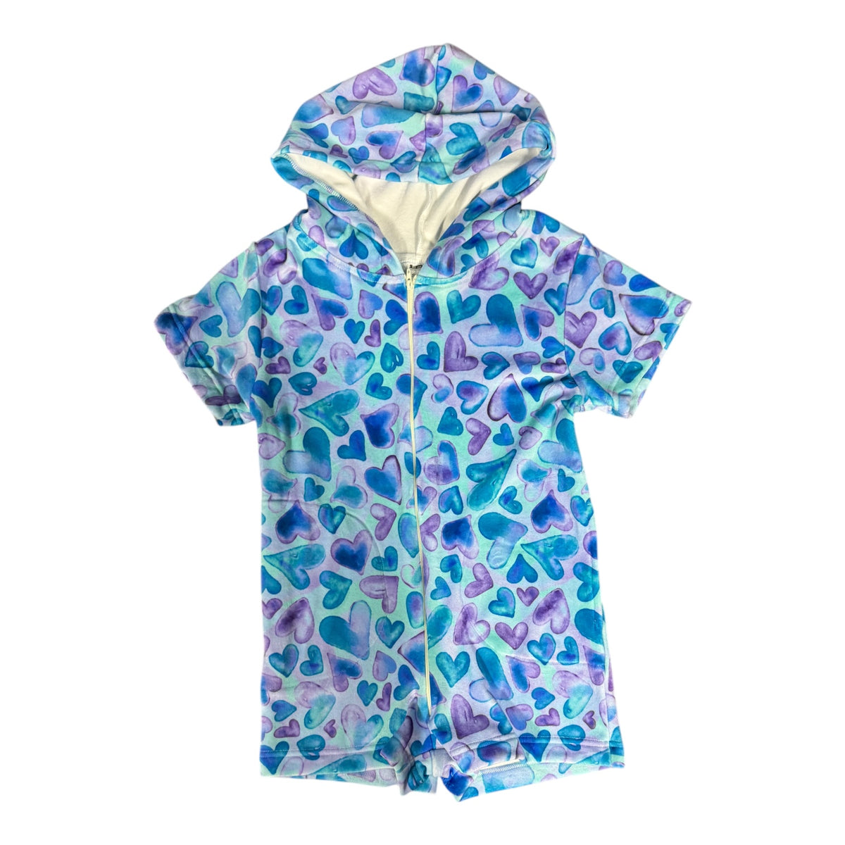 Watercolor Hearts Fuzzy Romper - Bee Bee Designs