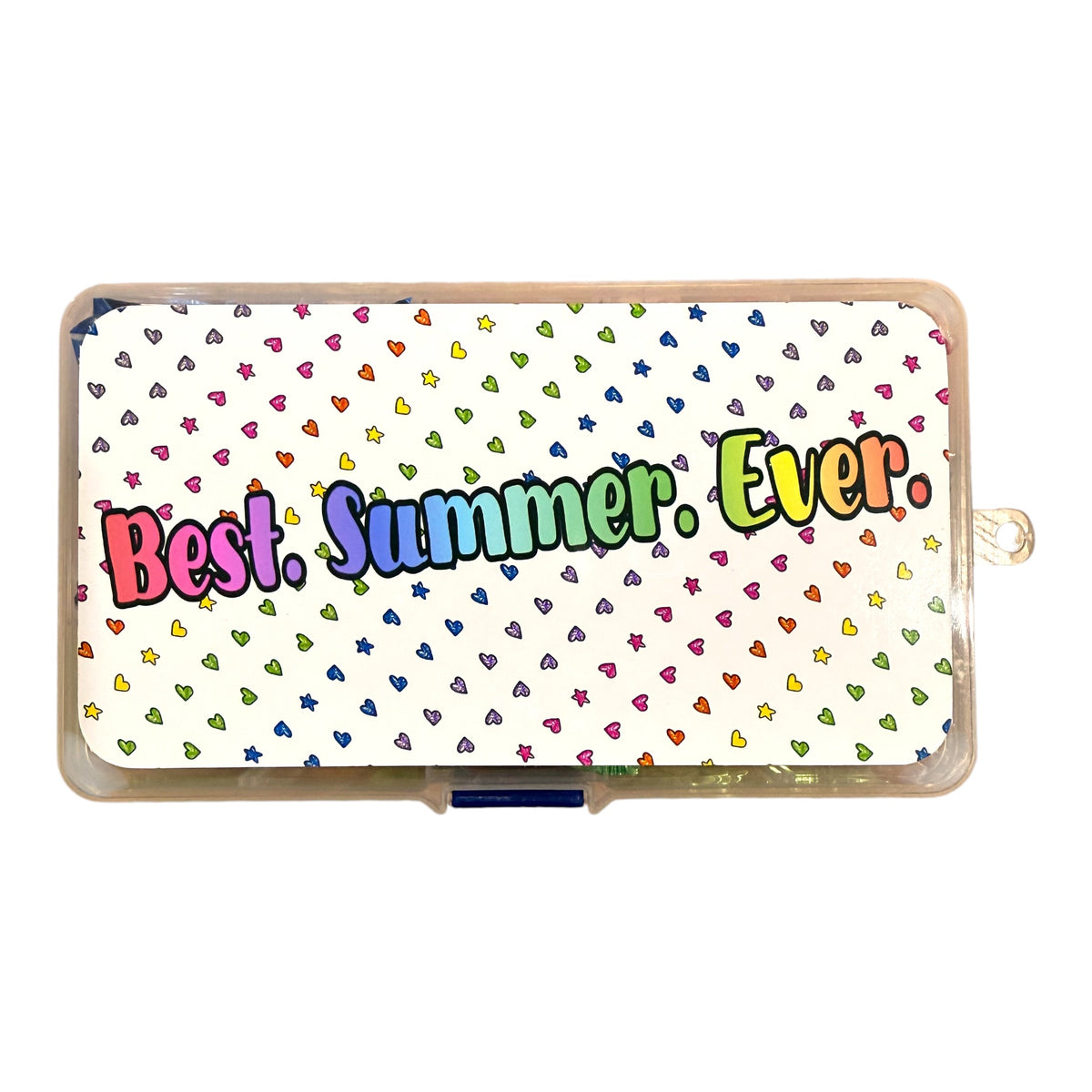 Comic Hearts Small Candy Box with colorful heart pattern design filled with nut-free candy for camp visiting day