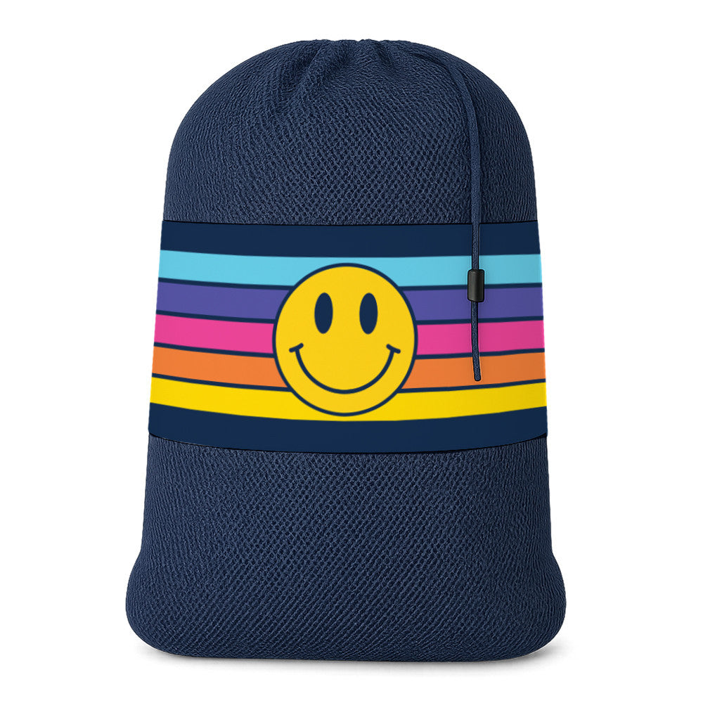 Retro Happy Face Mesh Laundry Bag