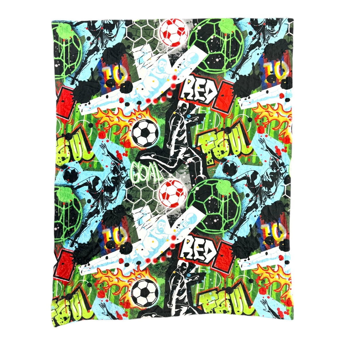 Graffiti Soccer Fuzzy Camp Fuzzy Blanket β Soft, Washable Camp Bedding