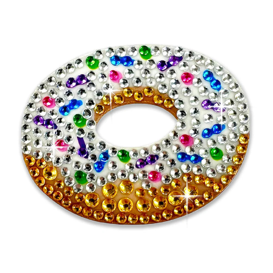 Vanilla Frosted Donut Stickerbean – collectible StickerBean for trading + decorating at sleepaway or overnight camp by Bee Bee Designs