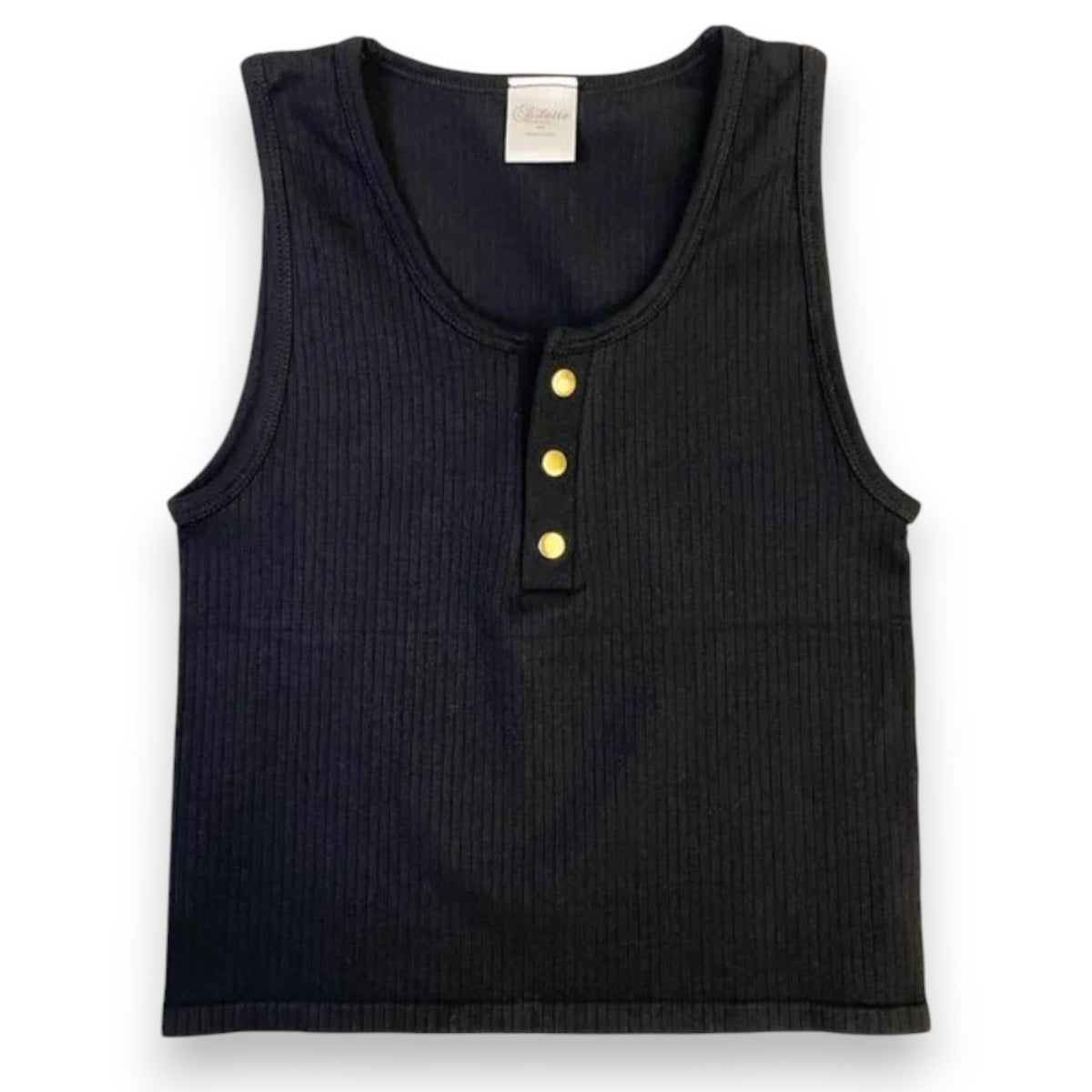 Black Seamless Waffle Gold Snap Shirt - Bee Bee Designs