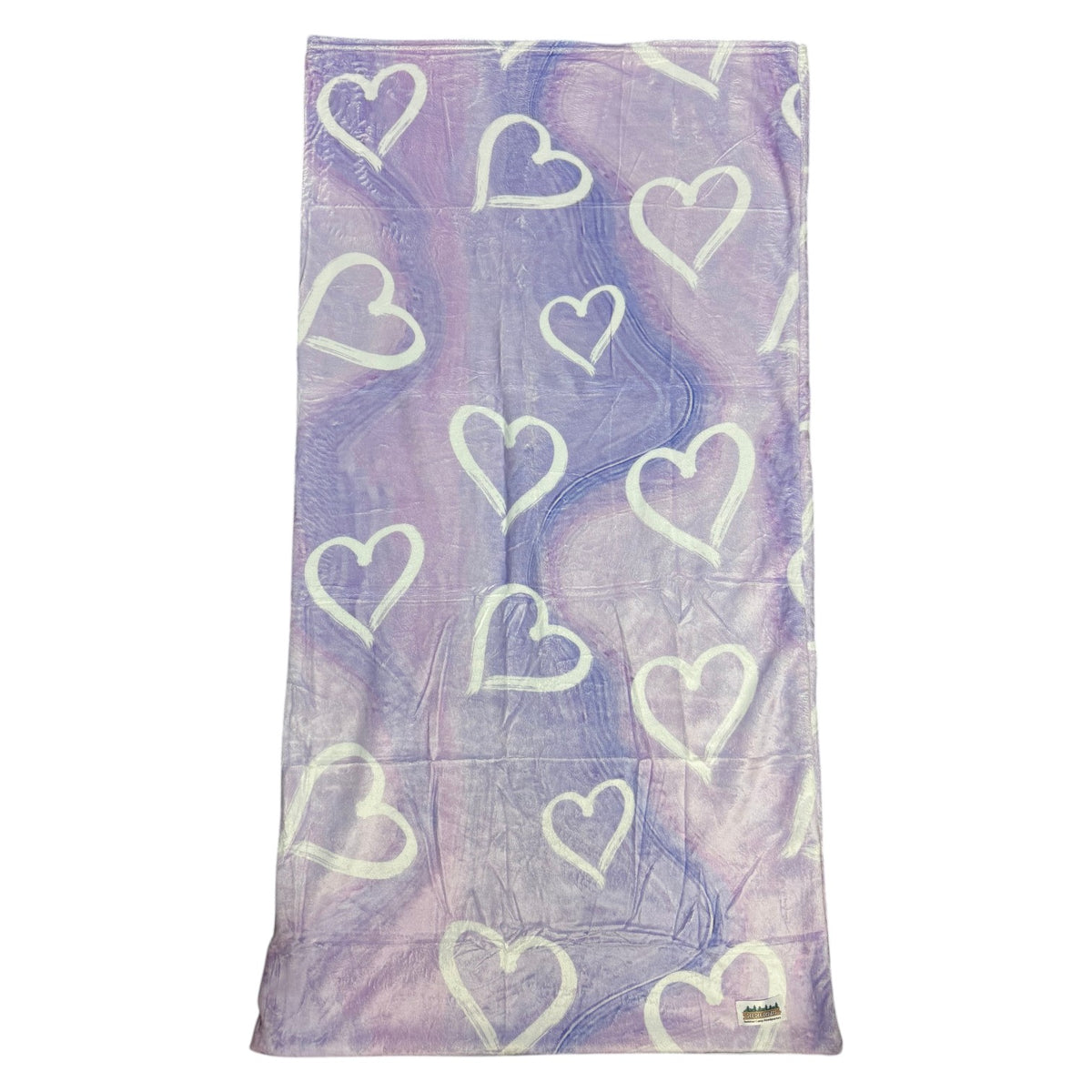 Lilac Painted Hearts Camp Sleep Sack in lavender with white painted heart outlines