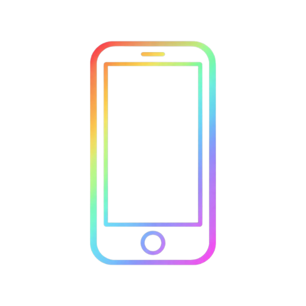 Rainbow gradient outline of a smartphone icon for the Camp Phone Appointment
