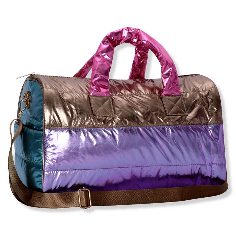 Icy Color Block Puffer Duffel Bag