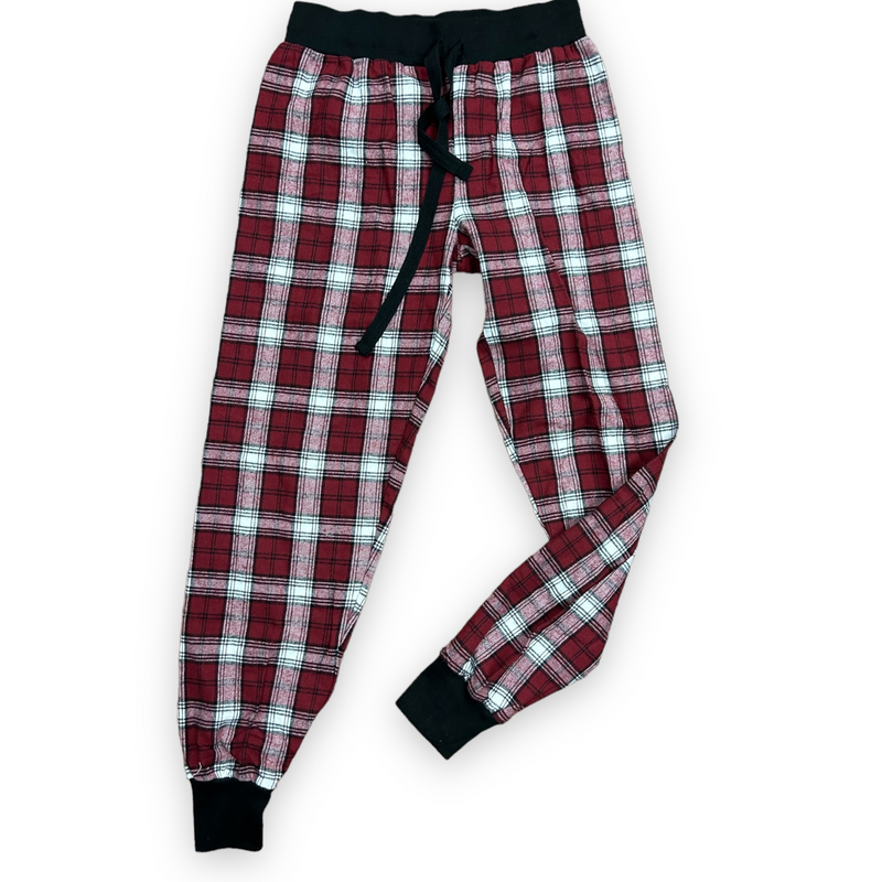 Red and White Flannel Joggers