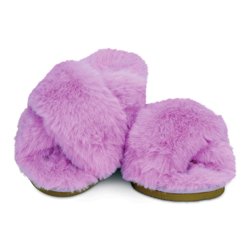 Purple Furry Crossover Slippers