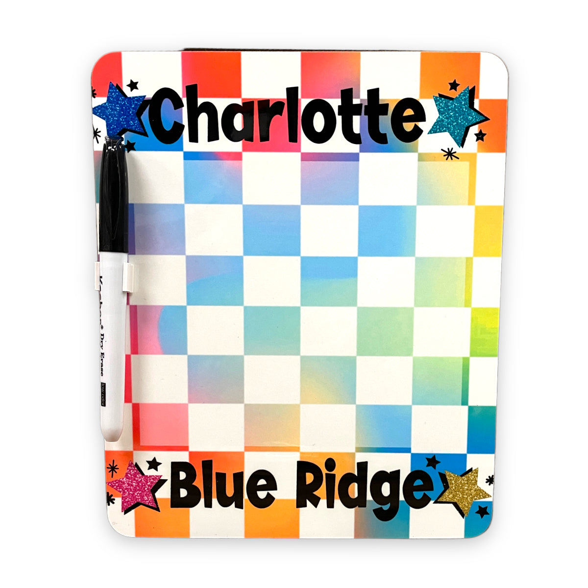 Checkered Stars Dry Erase Board - Bee Bee Designs