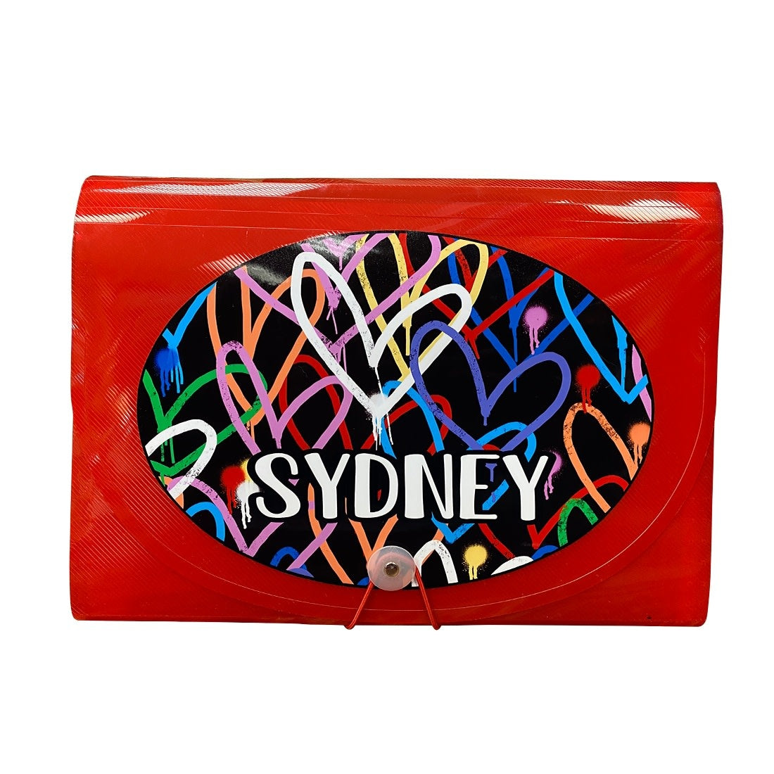 Graffiti Hearts 7-Pocket File – 7-pocket camp letter organizer for stationery and stamps by Bee Bee Designs