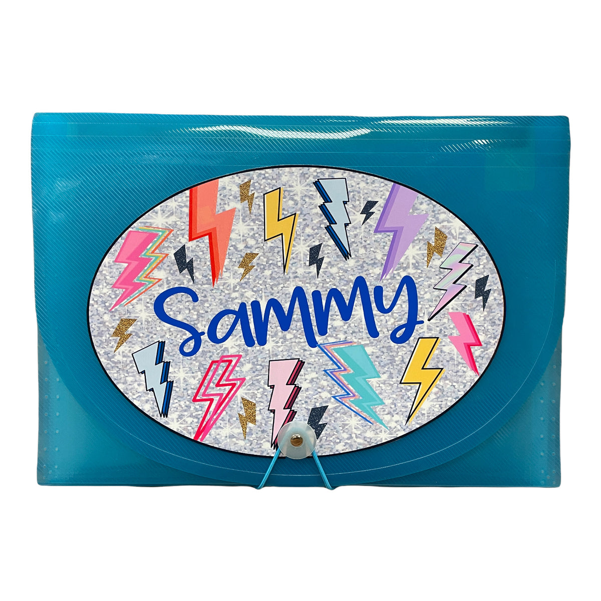 Glitter Bolts 7-Pocket File – 7-pocket camp letter organizer for stationery and stamps by Bee Bee Designs