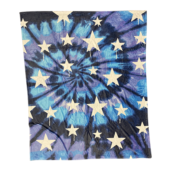 Tie Dye Dripping Stars Fuzzy Throw Blanket
