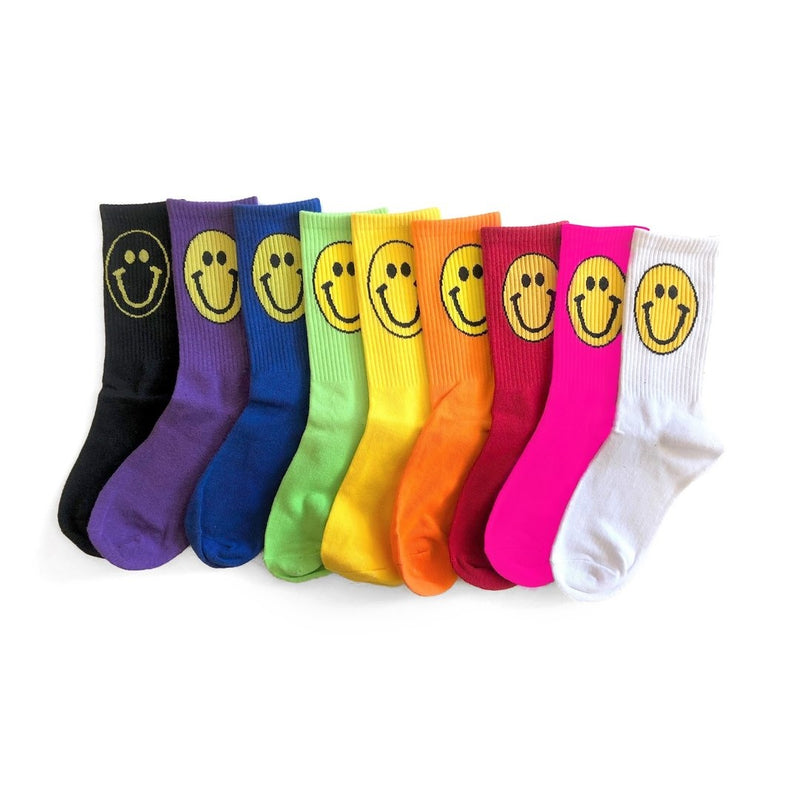 Solid Color Smiley Face Tube Socks