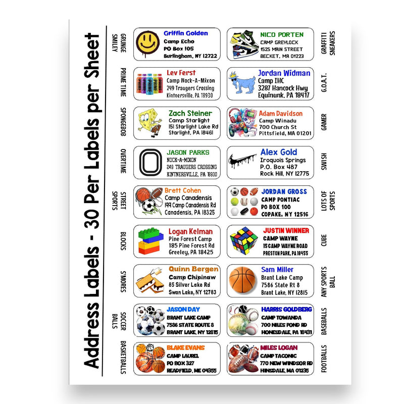 Boys Return Address Labels