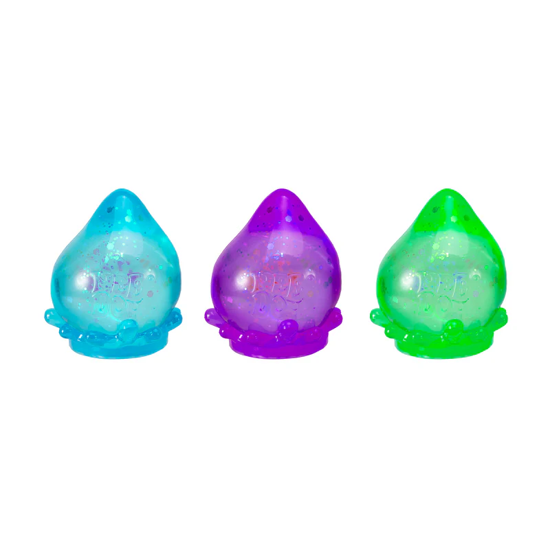 NeeDoh Galactic Glow Dream Drop glow-in-the-dark squishy fidget toy with splash stand