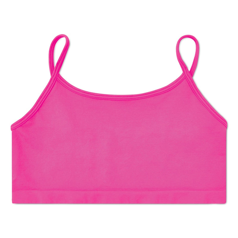 Machine-washable pink bralette for sleepaway camp