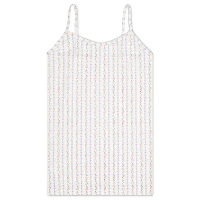 Close-up of cream cami with sweetheart vine print, perfect for camp layering