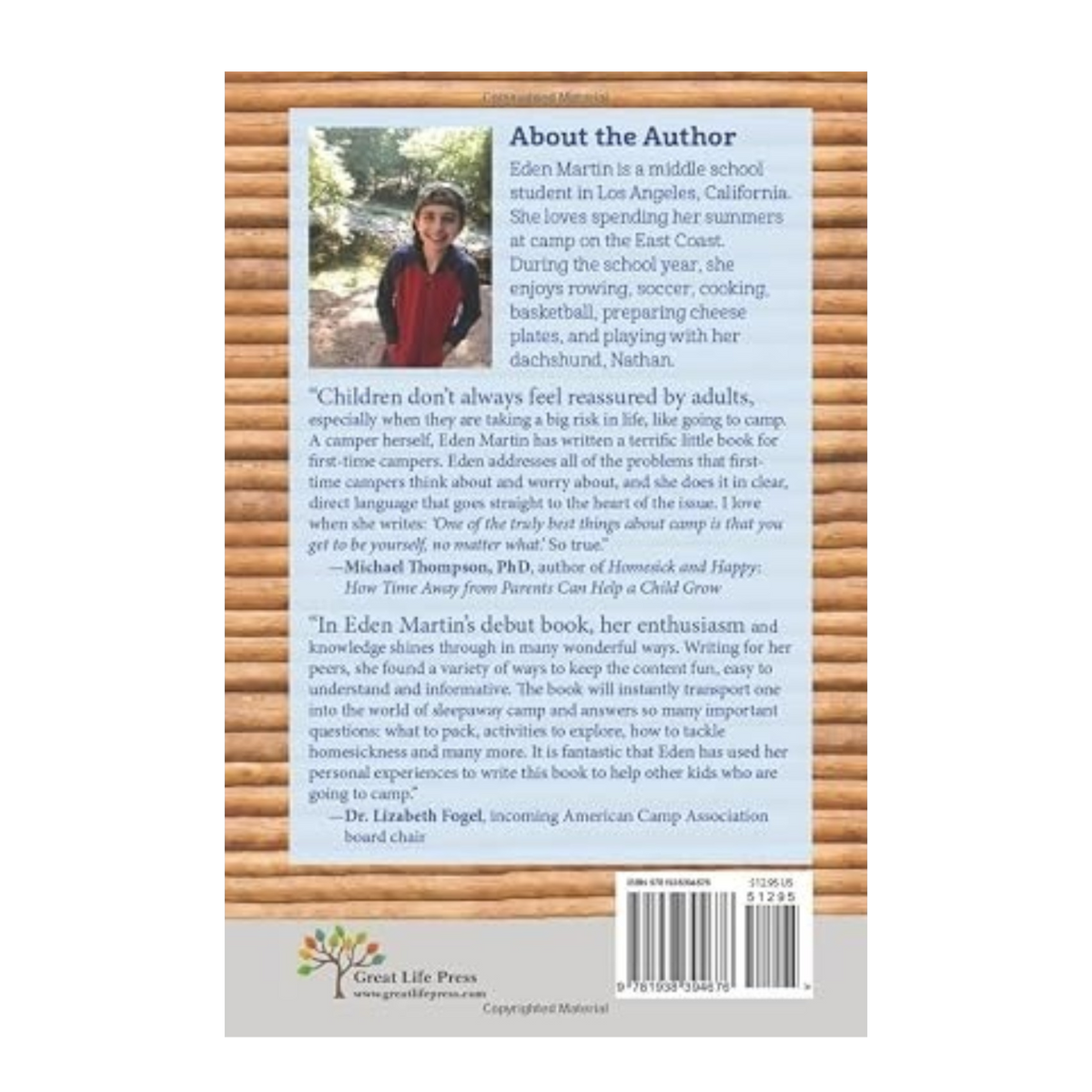 Back cover of Notes from the Camp Bunk with author bio and reviews