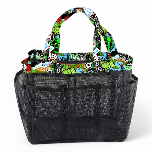 Graffiti Soccer Mesh Camp Shower Caddy
