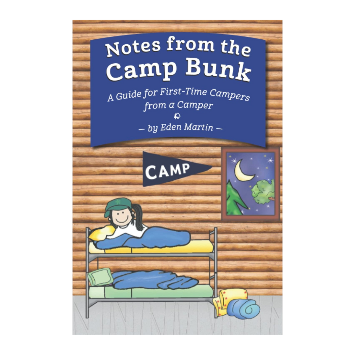 Notes from the Camp Bunk book cover showing a camper on a bunk bed in a log cabin