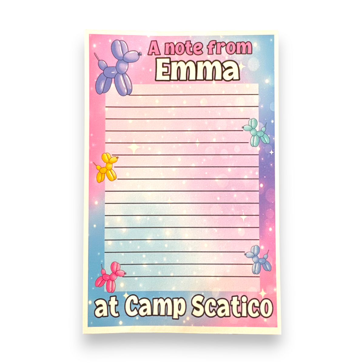 Balloon Pups Lined Notecards Camp Notecards – letters FROM camp notecards (8 cards + 8 envelopes) for sleepaway/overnight camp by Bee Bee Designs
