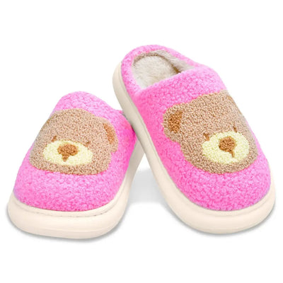 Soft camp slippers with bear design for cabin lounging