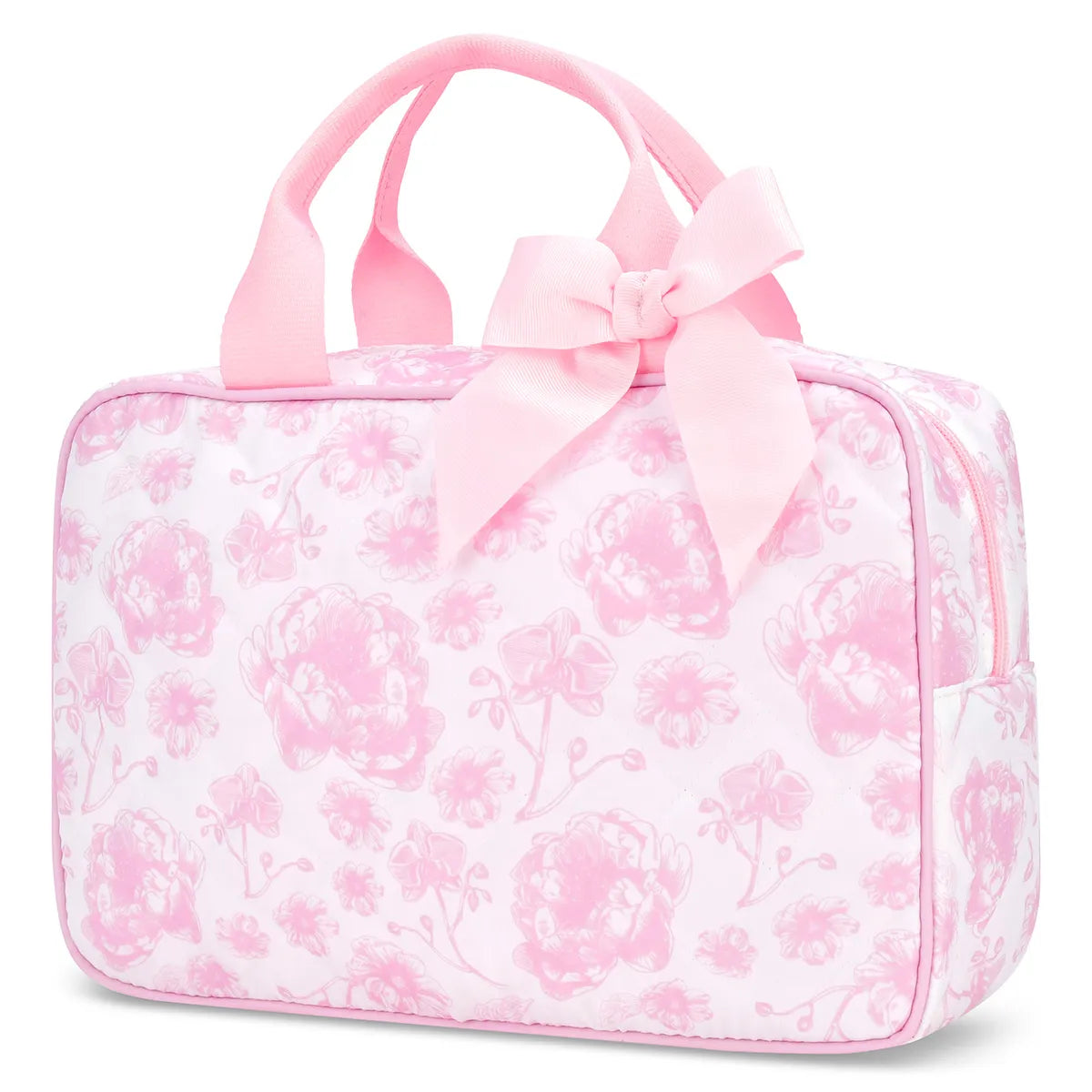 Pretty Pink Toile Large Cosmetic Bag