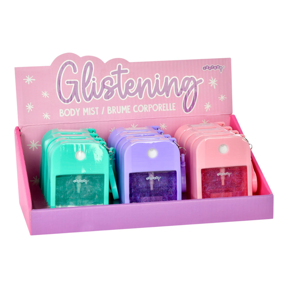 Glistening Body Mist bottle with shimmer for camp