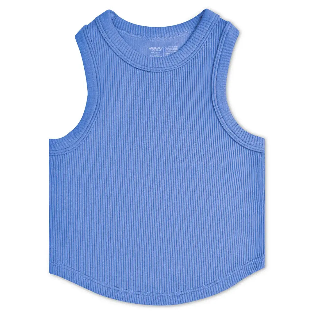 Bright Blue Ribbed Racerback Crop Tank