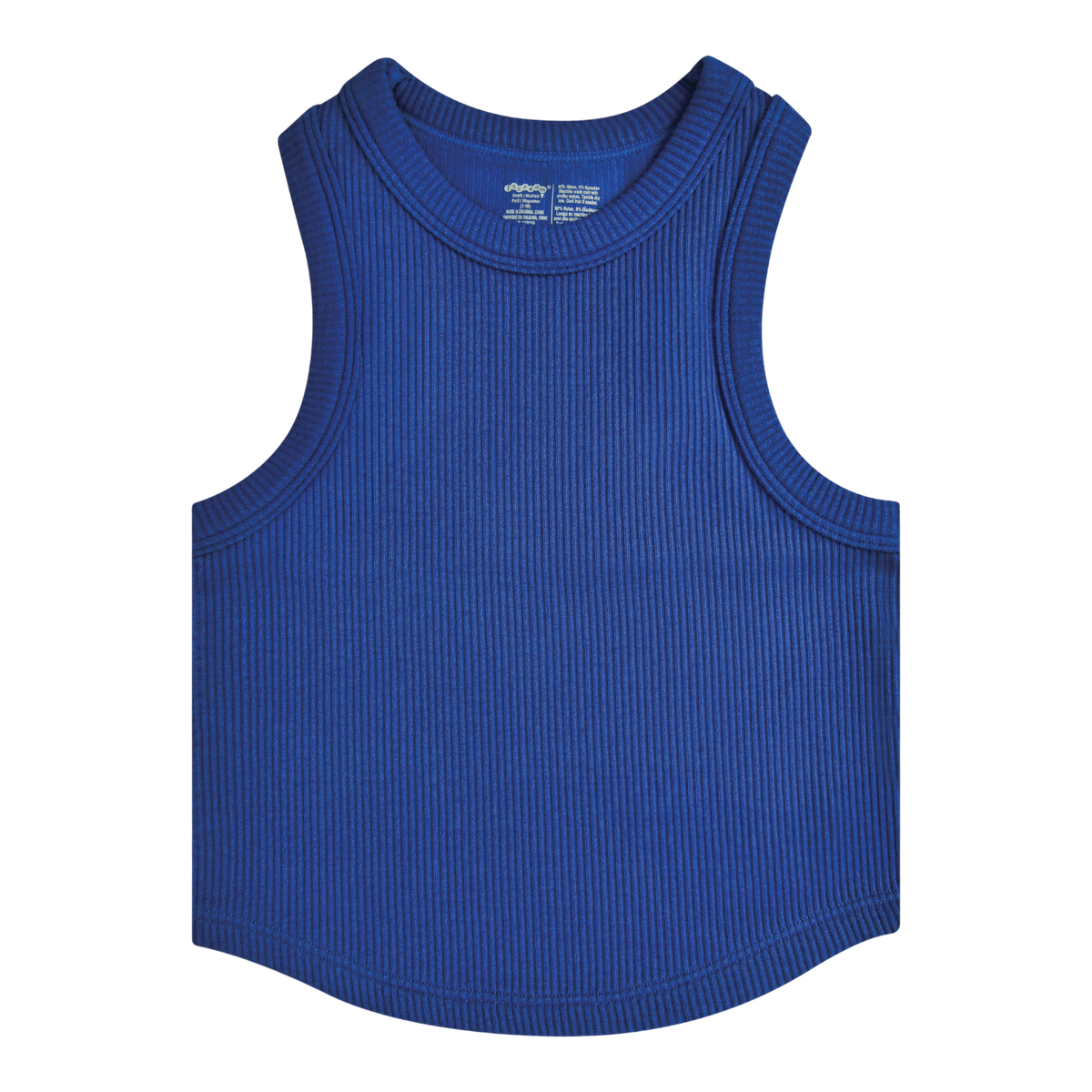 Midnight blue cropped racerback tank top, lightweight and breathable