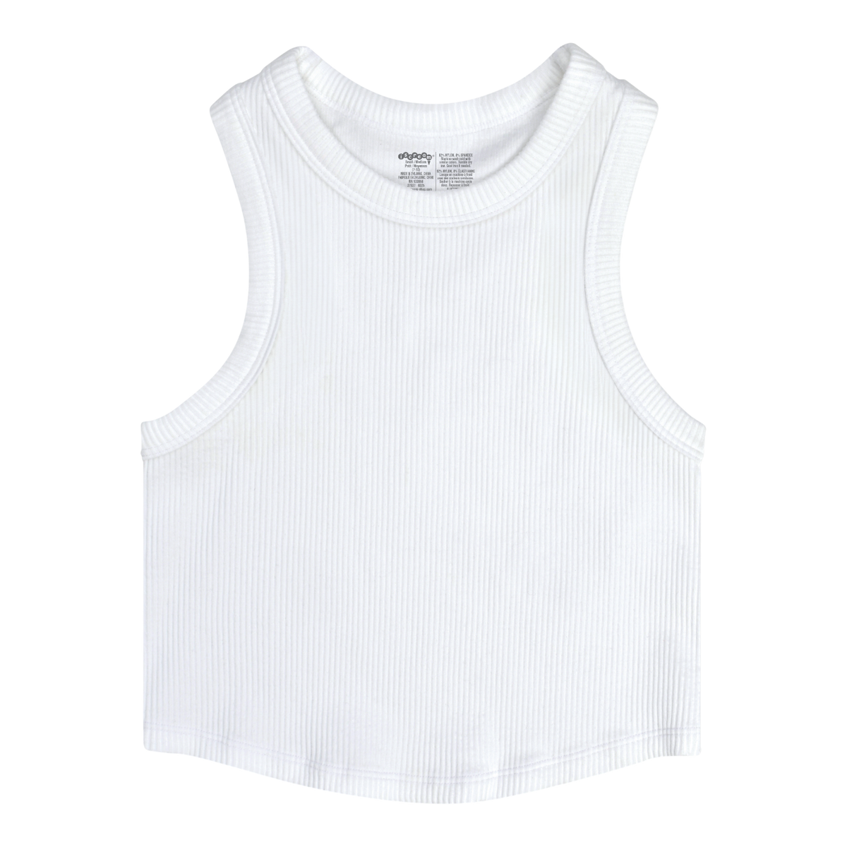 White Ribbed Racerback Crop Tank