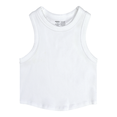 White Ribbed Racerback Crop Tank