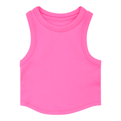 Bright Pink Ribbed Racerback Crop Tank