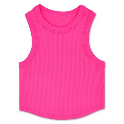 Hot Pink Ribbed Racerback Crop Tank