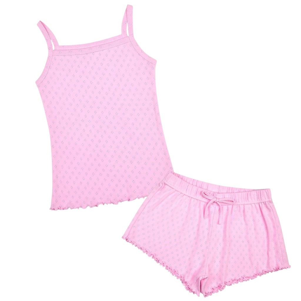 Pink Pointelle Tank top and Shorts Set