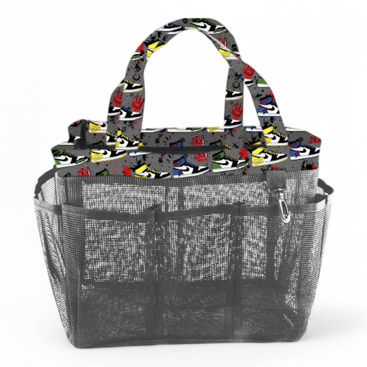 Graffiti Sneakers Mesh Shower Camp Shower Caddy – Soft, Washable, Camp-Ready