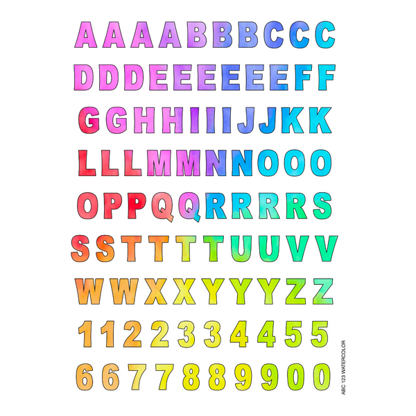 Watercolor Letters Cling It Sheet
