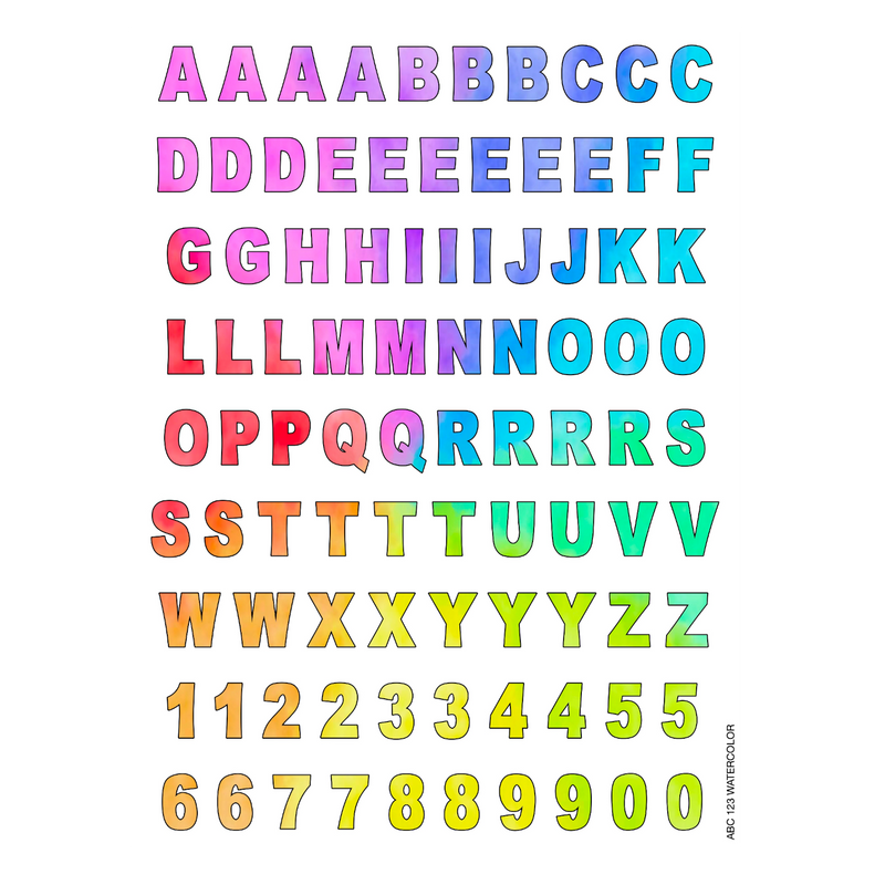 Watercolor Letters Cling It Sheet