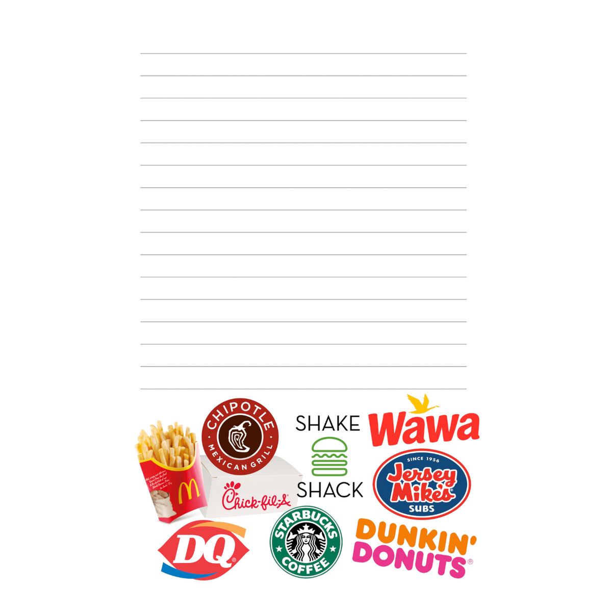 Fast Food Lined Camp Notepad