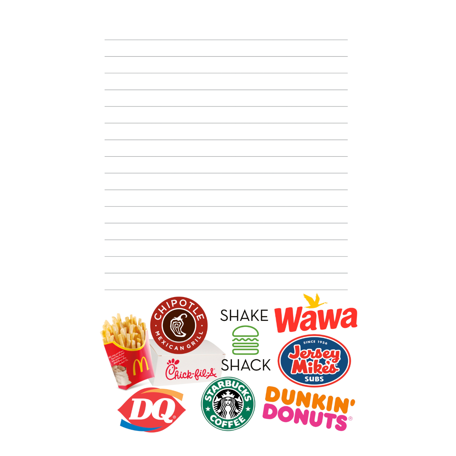 Fast Food Lined Camp Notepad | Camp Stationery for Kids | Bee Bee Designs