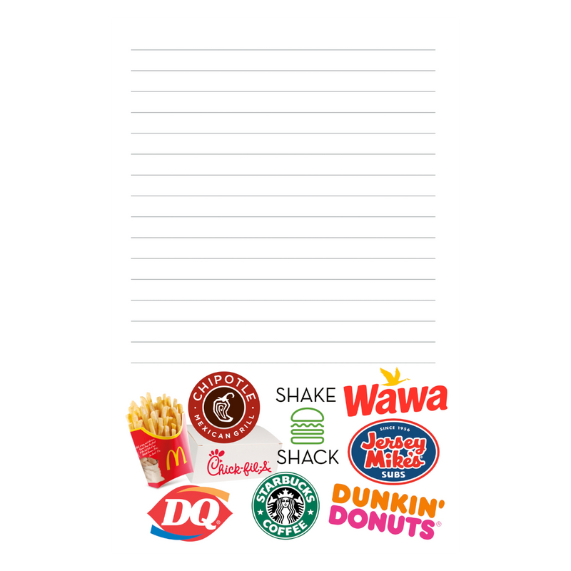 Fast Food Lined Camp Notepad