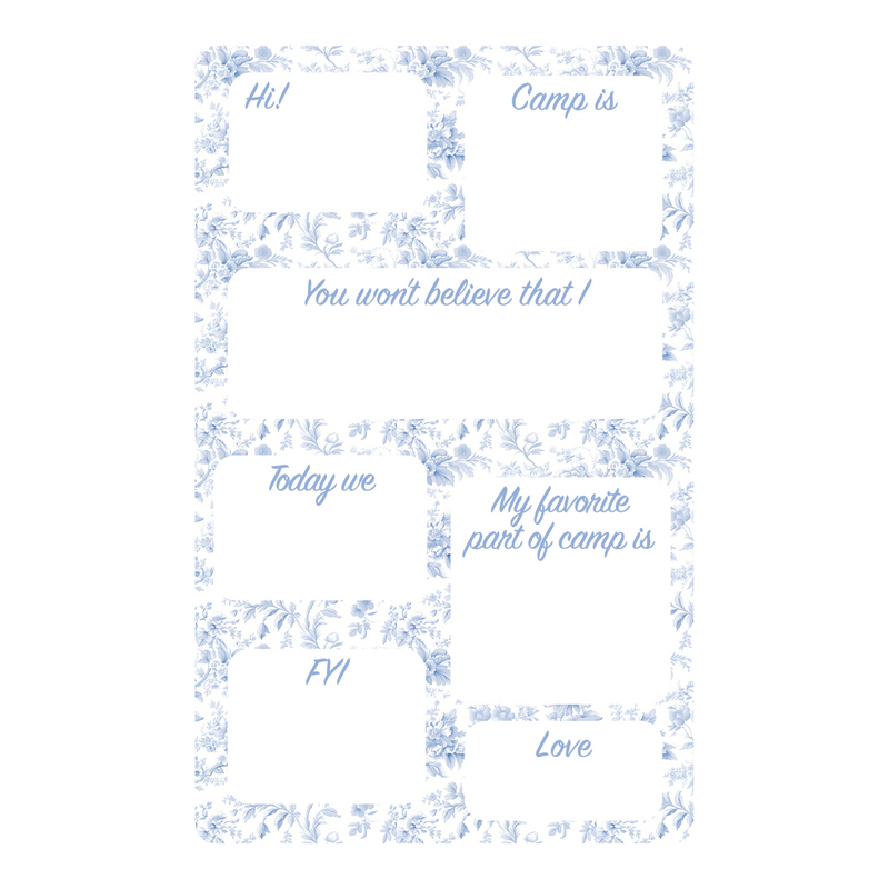 Blue Flowers Fill-In Camp Notepad
