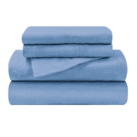 Sky Blue 4-Piece Jersey Camp Sheet Set