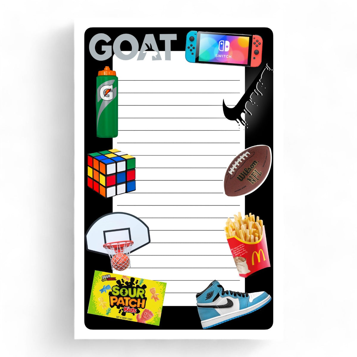 Camp-themed notepad for kids with 20 lined sheets and 10 envelopes