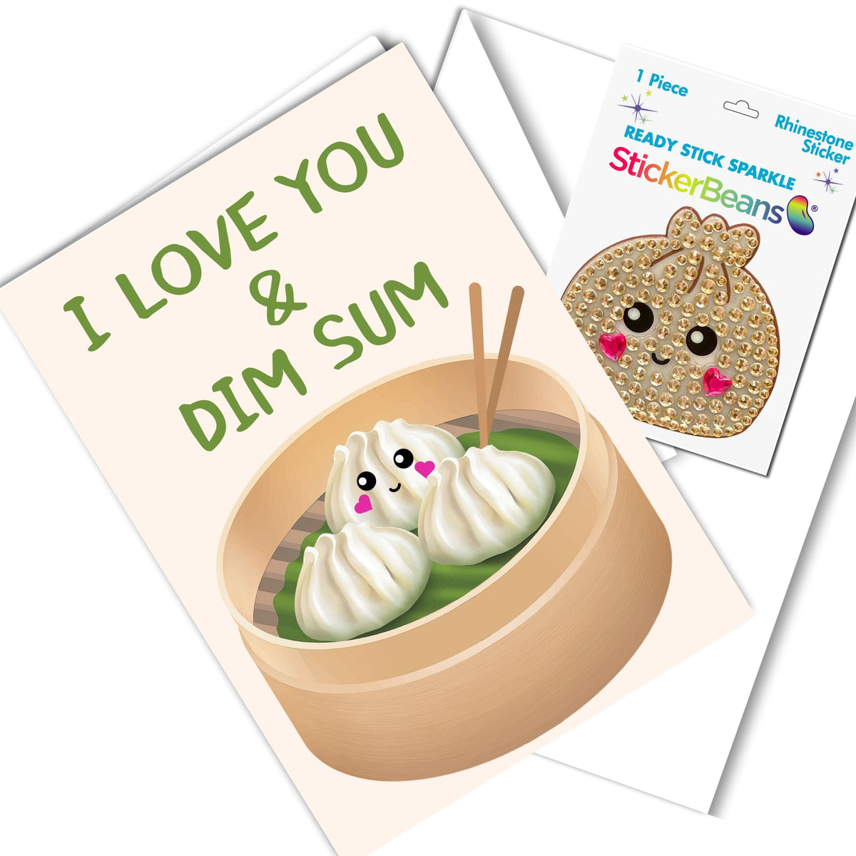 Dim Sum Stickerbean Card – StickerBean card with a specialty collectible inside for camp mail surprises by Bee Bee Designs